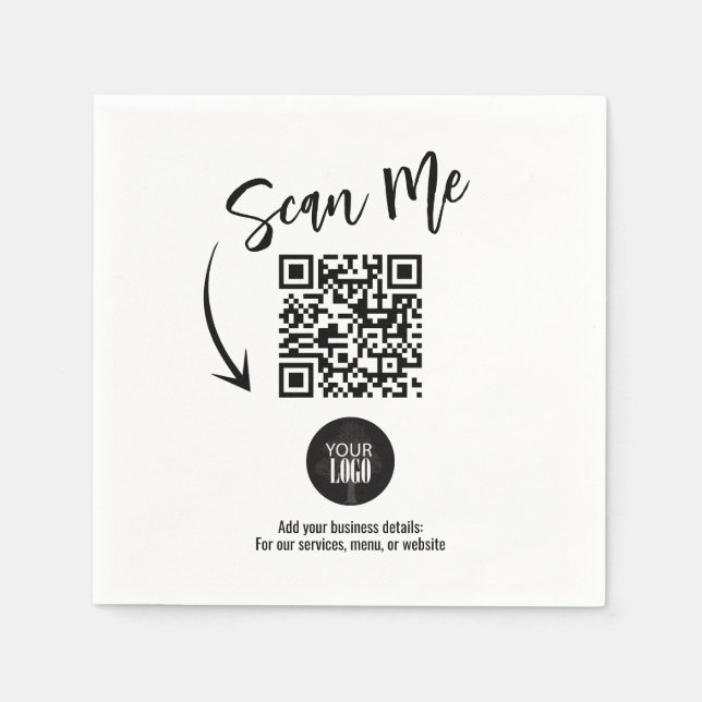 Business QR Code Scan Me Custom Serviette (Vorderseite)