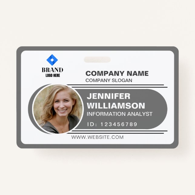 Business QR Mitarbeiter-Foto-ID für Minimalistisch Ausweis (Vorderseite)