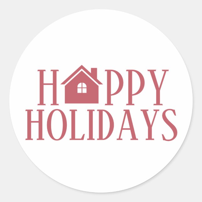 Business Real Anwesen Happy Holidays Runder Aufkleber (Vorderseite)