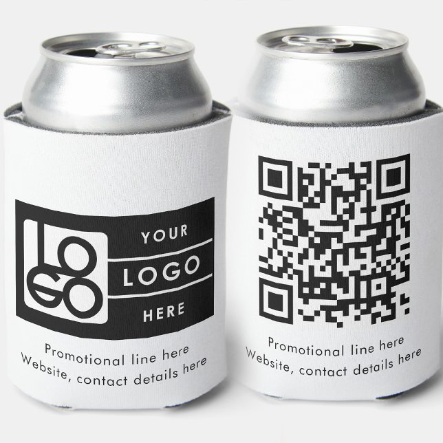 Business Rectangle Logo Text Promo QR Code Dosenkühler (Business Rectangle Logo Text Promo QR Code Can Cooler)