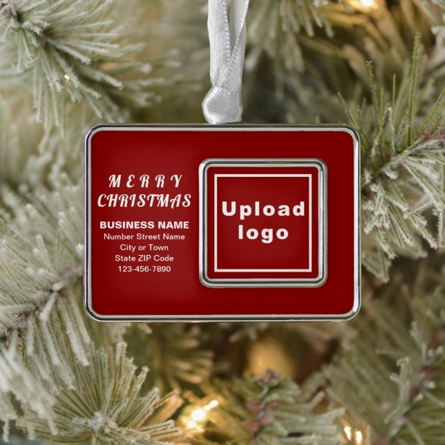 Business Red Gerahmt Rectangle Weihnachtsdekoratio Rahmen-Ornament Silber (Baum)