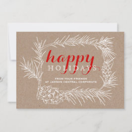 Business Rustikale Tannenbranche & Kegelrahmen Wei Feiertagskarte