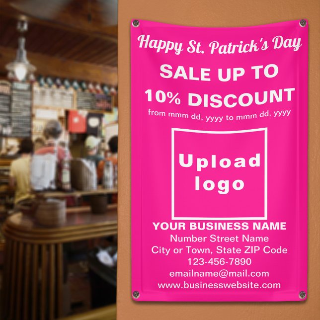 Business Saint Patrick Verkauf auf rosa Banner (Business Saint Patrick sale on pink banner. Signage to attract more customers.)