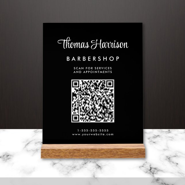 Business Script QR Code Black Acrylschild (Von Creator hochgeladen)
