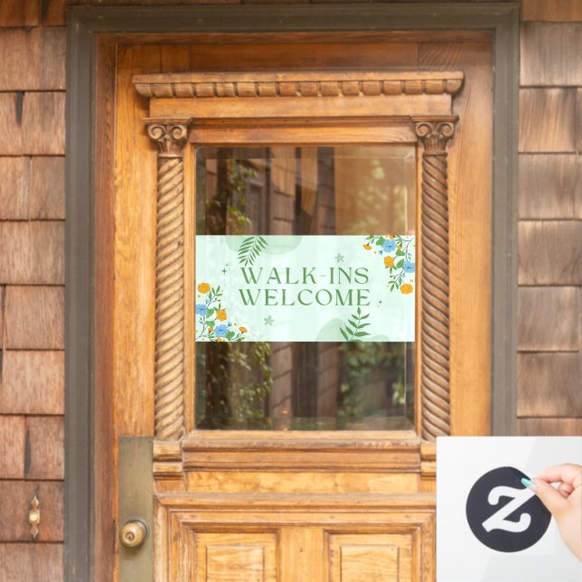 Business Shop - Floral Walk Ins Willkommen Fensteraufkleber (Haustür)
