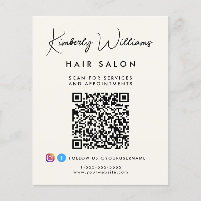 Business Signature Script QR Code Promotional Flyer (Vorne)