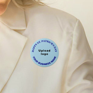Business St. Patrick Gruß auf Light Blue Round Button