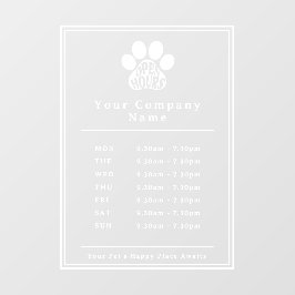 Business Store Open Hours Paw Print Fensteraufkleber