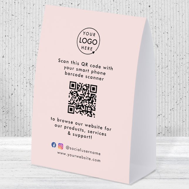 Business Table Tent | QR Display Tabletop Sign Tischaufsteller (This versatile sign can easily be updated with your company logo, QR code, social media & website!)