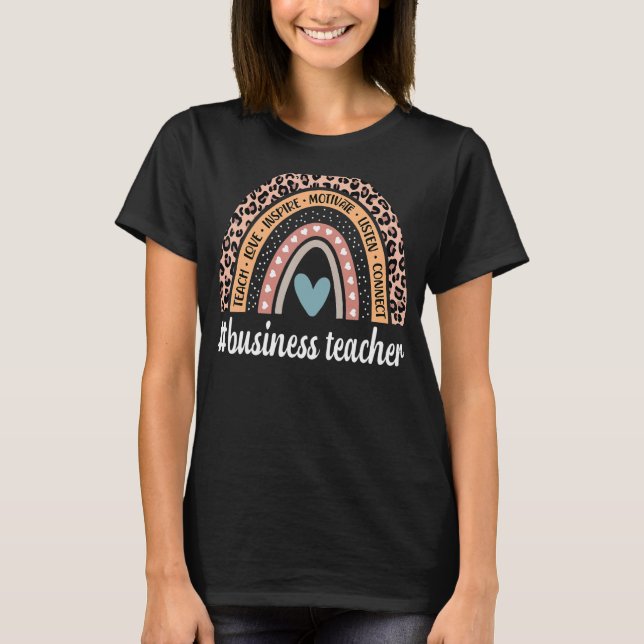 Business Teacher Rainbow Leopard Business School T-Shirt (Vorderseite)