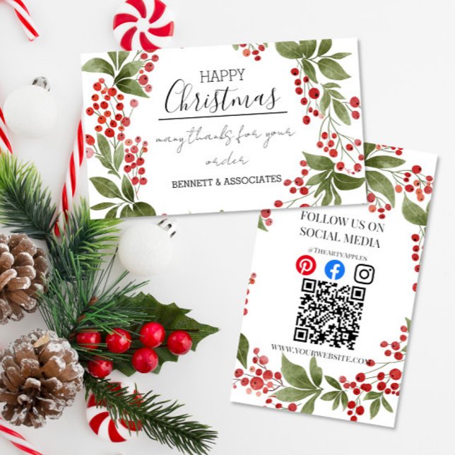 Business Thank You happy holidays christmas insert Visitenkarte (Von Creator hochgeladen)