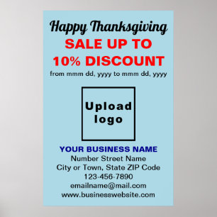 Business Thanksgiving Sale on Light Blue Poster