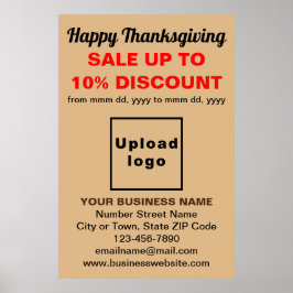 Business Thanksgiving Sale on Light Poster Brown