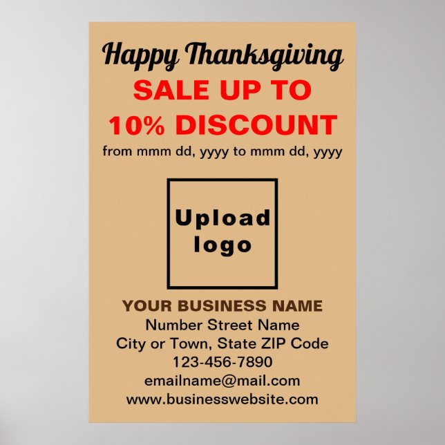 Business Thanksgiving Sale on Light Poster Brown (Devant)