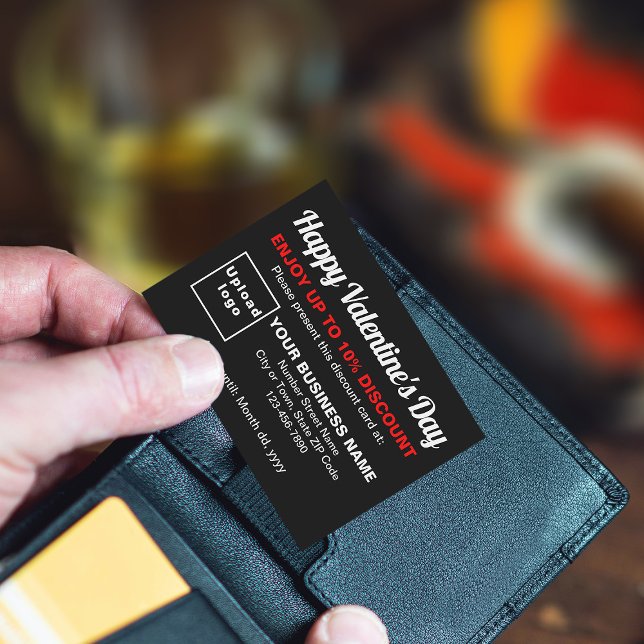 Business Valentine Black Discount Card Rabattkarte (Attract more customers this Valentine's Day. Business Valentine black discount card.)