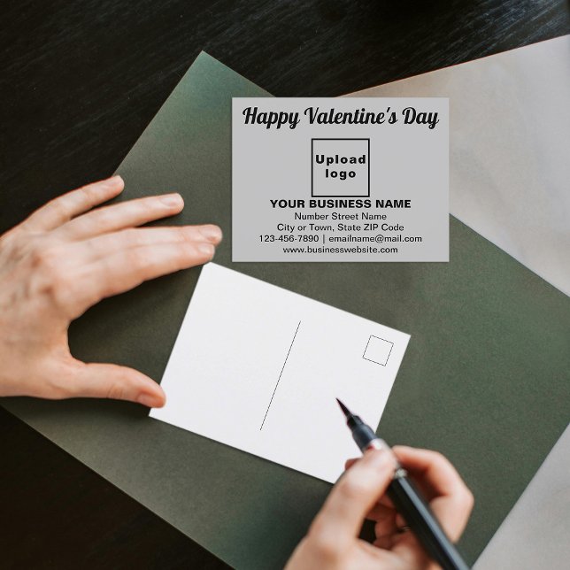 Business Valentine Gruß auf Grau Postkarte (Business brand with Valentine greeting on gray postcard to advertise your business.)