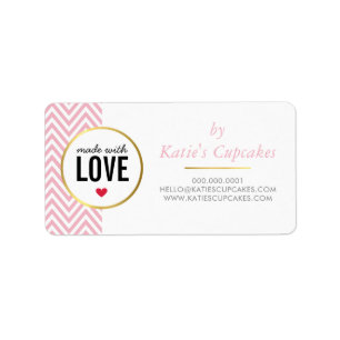 BUSINESS-VERPACKUNG aus Liebe rosa Zickzack Adressaufkleber