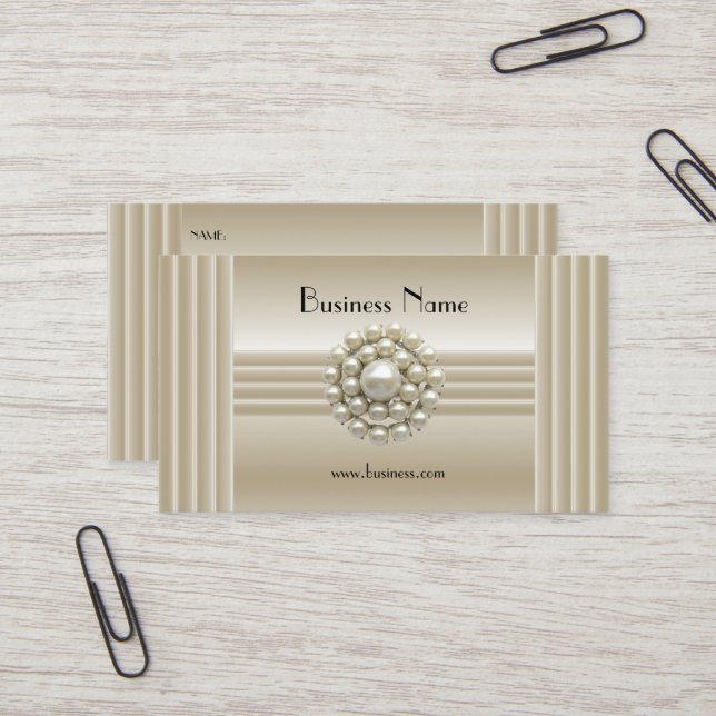 Business Visitenkarte Elegant Pearl Gem Deko (Vorderseite/Rückseite Beispiel)