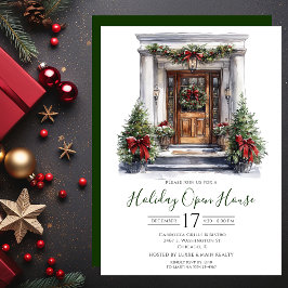 Business Watercolor Front Door Holiday Open House Einladung