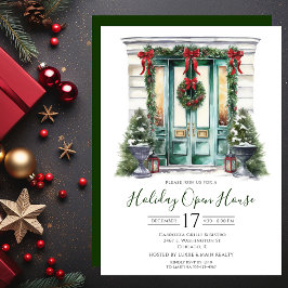 Business Watercolor Front Door Holiday Open House Einladung