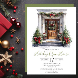Business Watercolor Front Door Holiday Open House Einladung