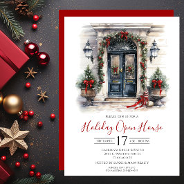 Business Watercolor Front Door Holiday Open House Einladung