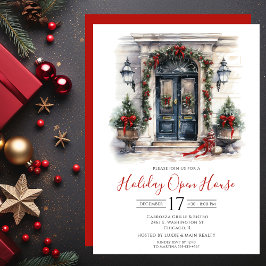 Business Watercolor Front Door Holiday Open House Einladung