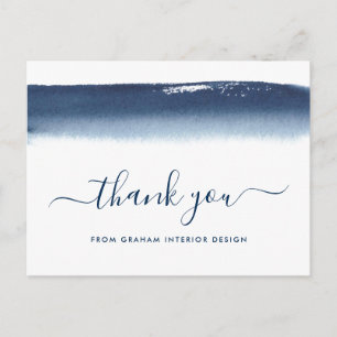 Business Watercolor Navy Blue Vielen Dank Postkarte
