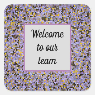 Business Welcome Lila Mosaic New Employee Quadratischer Aufkleber