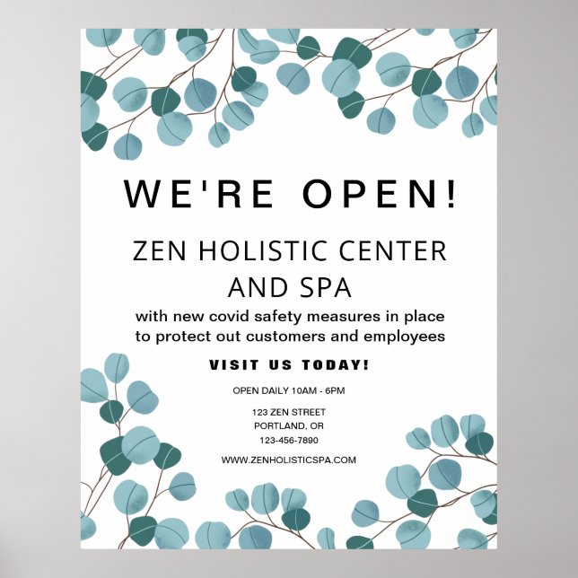 Business Wellness-Center Wiedereröffnung Aquamarin Poster (Vorne)