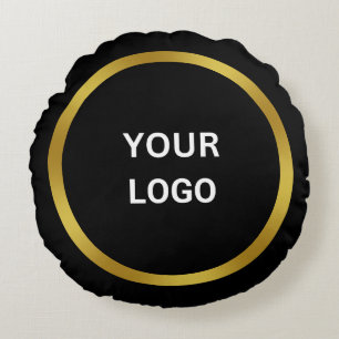Business Your Logo Template Gold und Black Rundes Kissen