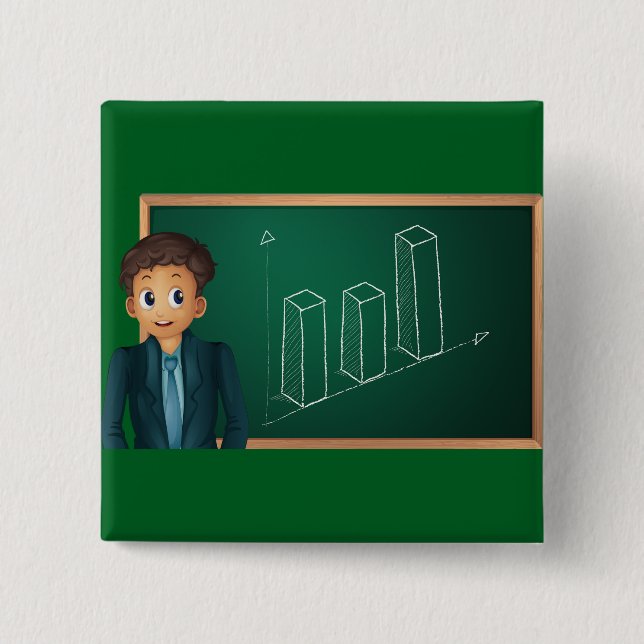 Businessman Presenting Growth Bar Chart Button (Vorderseite)