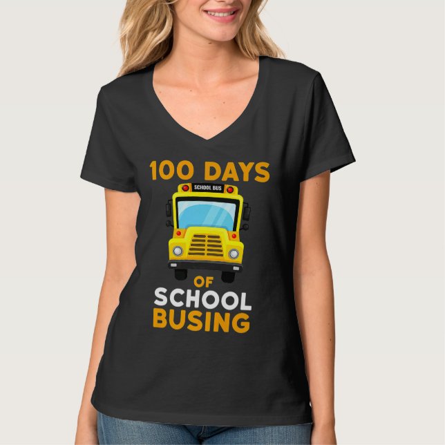 Busing School Bus Driver 100 Days Of School Boys G T-Shirt (Vorderseite)