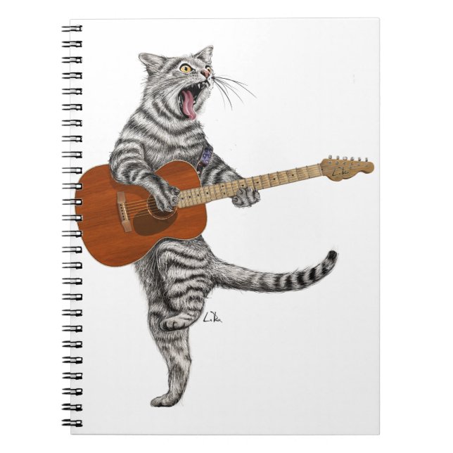 Busker, der Gitarrist der Katze Notizblock (Vorderseite)
