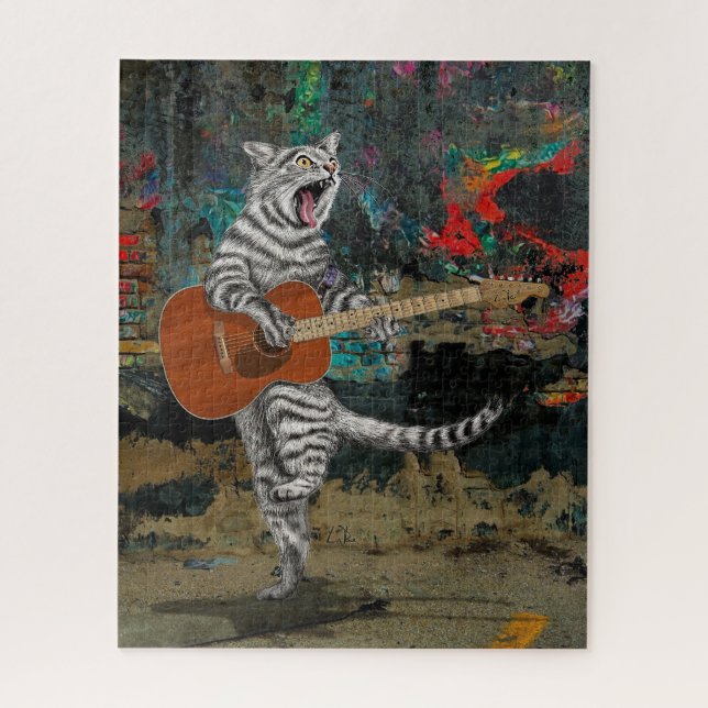 Busker die Gitarrenkatze (Vertikal)