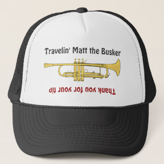 Busker-Musiker-Trompete-Spitze-Glas-Hut Truckerkappe