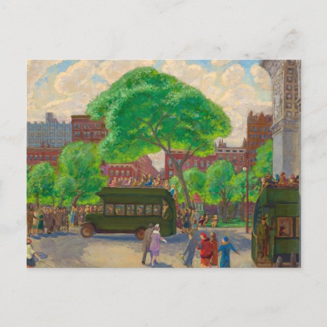 Busse auf dem Platz von John Sloan Postkarte (Vorderseite)