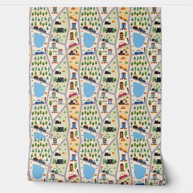 Busstraßen Kinder Tapete (Abrollen)