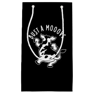 Bust a mooove Funny Cow Puff Dark BG Kleine Geschenktüte