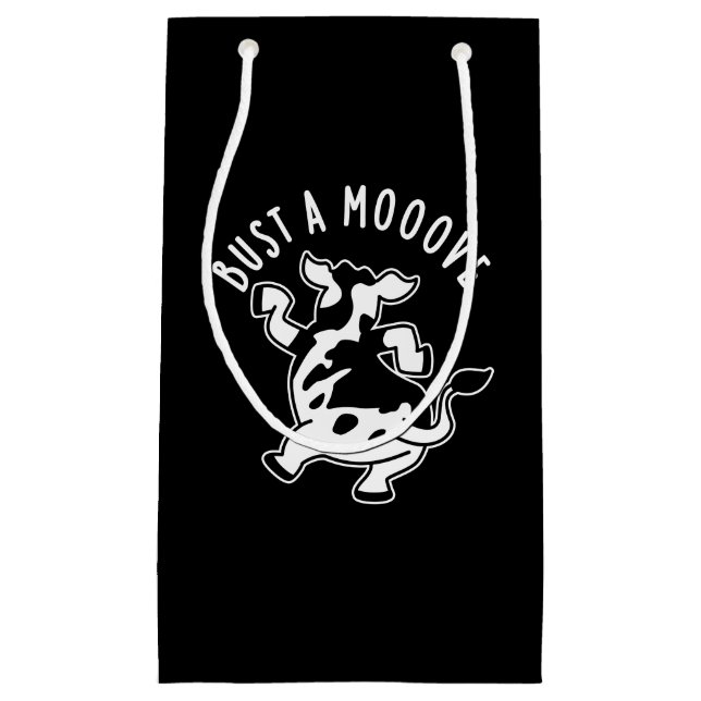 Bust a mooove Funny Cow Puff Dark BG Kleine Geschenktüte (Vorderseite)