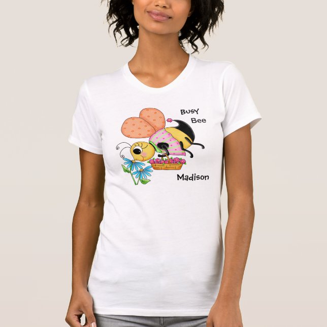Bust Bee Whimsy Honey Bee Name Personalisiert T-Shirt (Vorderseite)