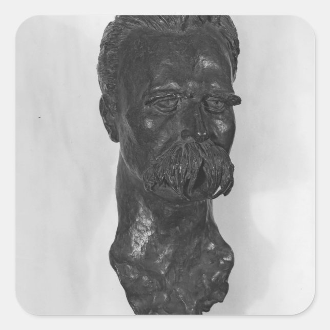Büste Friedrich Nietzsches Deutsch Quadratischer Aufkleber (Vorderseite)