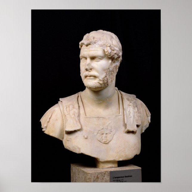 Büste von Kaiser Hadrian auf Kreta Poster (Vorne)
