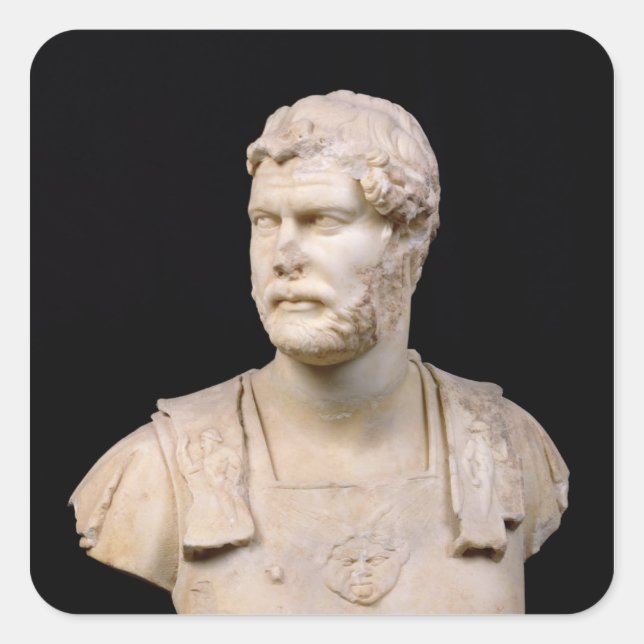 Büste von Kaiser Hadrian auf Kreta Quadratischer Aufkleber (Vorderseite)