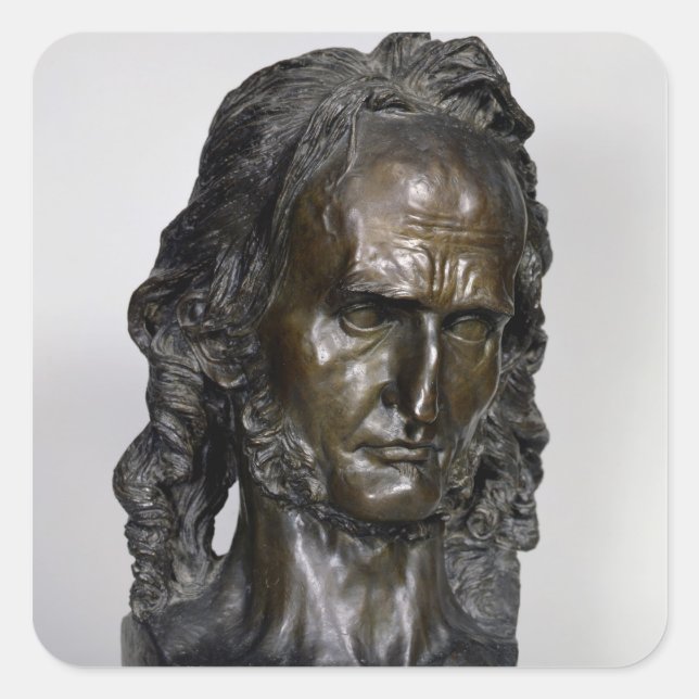 Büste von Nicolo Paganini 1830 Quadratischer Aufkleber (Vorderseite)