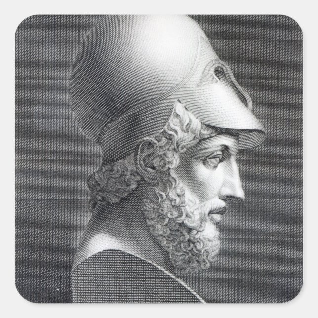 Büste von Periklen, graviert von Giuseppe Cozzi Quadratischer Aufkleber (Vorderseite)