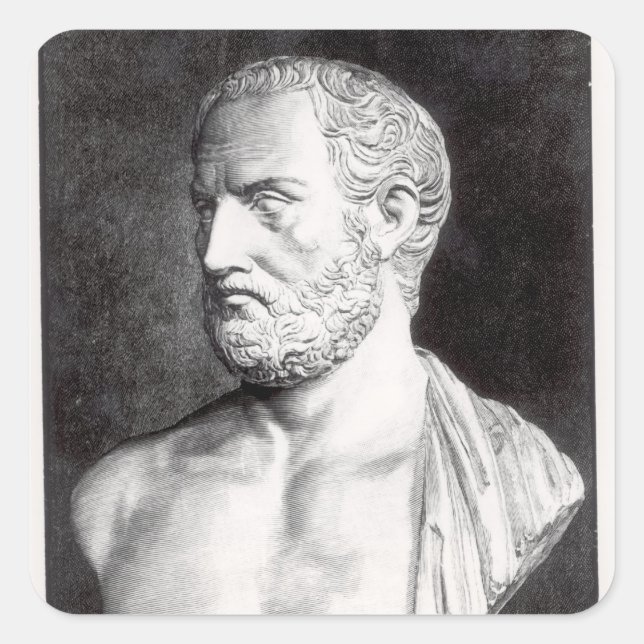 Büste von Thukydides , graviert von Barbant Quadratischer Aufkleber (Vorderseite)