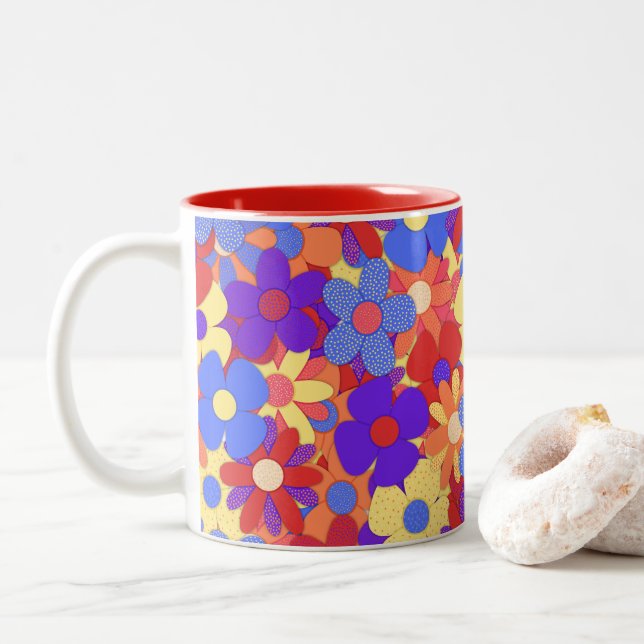 Bustling Bouquet Zwei-Tone-Tasse Zweifarbige Tasse (Mit Donut)