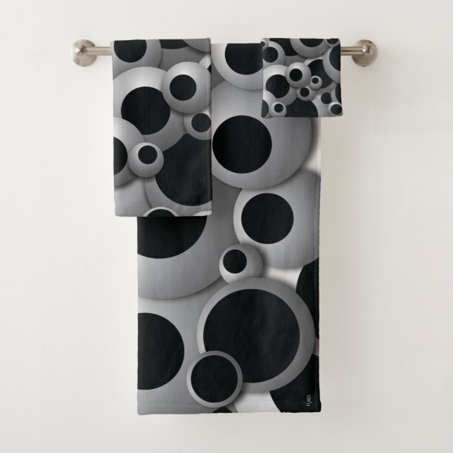 Bustling Bubbles Black Badhandtuch Set (Insitu)