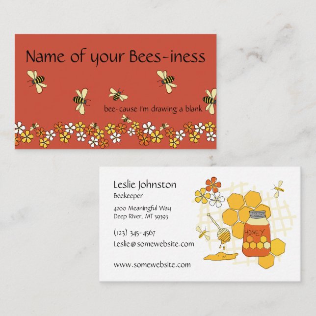 Busy Bee strahlt spielerisches Design Visitenkarte (Vorne/Hinten)